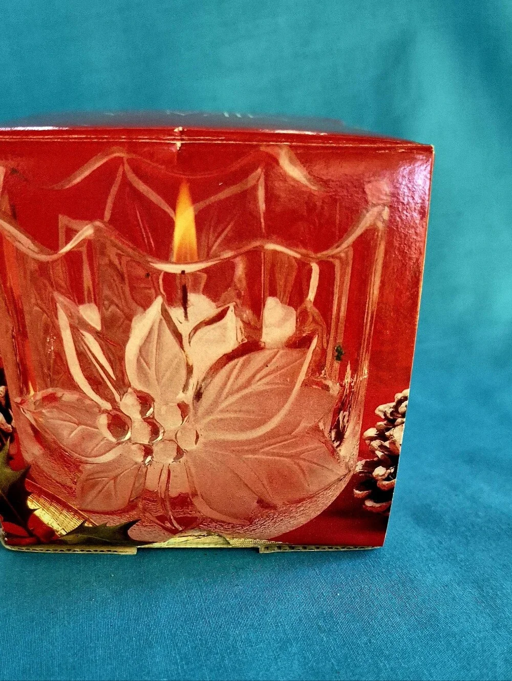 Mikasa Festive Poinsettia Clear Glass Votive Candle Holder